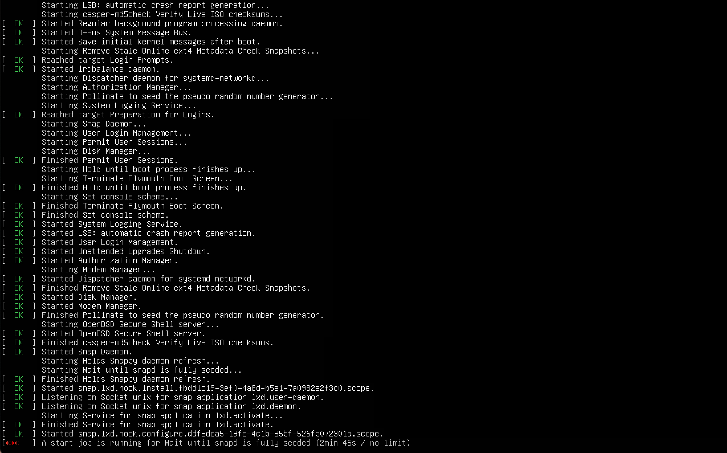 Linux installation loading screen